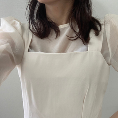 【セール】レディース服《Jemiremi》フレンチブラウスジャンスカセットアップ　韓国ファッション　トレンド　おしゃれ　可愛い