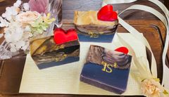 No.064 ココアとカカオと紫紺のハーフ&ハーフバレンタインソープ♡【1個】