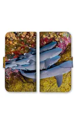 iPhone13 Pro ケース 手帳型 アイフォン13 プロ スマホケース 携帯ケース サメ 鮫 海 かっこいい 写真 ブルー ネイビー おしゃれ 水族館 カラー06