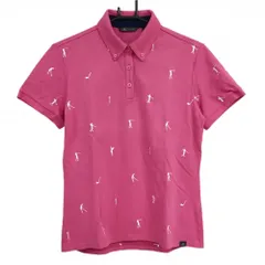 ★値下げ★アディダス 半袖ポロシャツ パープルピンク×白 ゴルファー柄 レディース M ゴルフウェア adidas