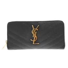 SAINT LAURENT PARIS (サンローランパリ) YSLロゴプレート ラウンドファスナー 長財布 フルジップウォレット ブラック 358094のサムネイル