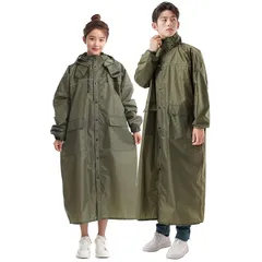 [TONGMO] レインコート メンズ レディース 自転車 軽量 快適 原付用 ロング丈のおしゃれなレインウェア リュックにも対応 防水 防? 豪雨 梅雨対策 防災グッズ 反射テープ バイザー 収納袋付き 携帯しやすい(オリーブ,XL)