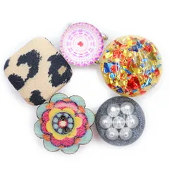 帯留 5個セット 極小サイズ ミニ ピンク 緑 水色 紫 黒 チェック ラメ 丸型 四角 花 三分紐 三分締め アクリル クリア マーブル No.8-2970