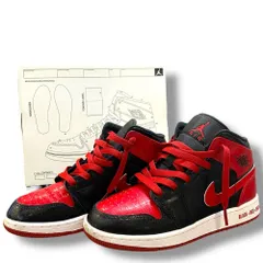 23cm NIKE AIR JORDAN 1 MID SS GS Bred DM9650-001 スニーカー ブラック レッド