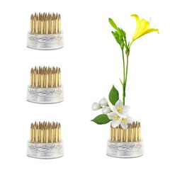 【在庫セール】花道 華道 4個 丸形 生け花 生け花 生け花 生け花 滑り止 装飾 活花 傷付けないゴムリング付き 花留 生花本格派 花留め 剣山 剣山 剣山 ケンザンブラシ ケンザン丸剣山