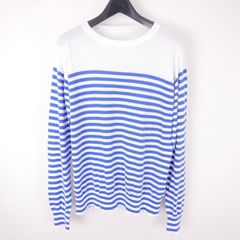 uniform experiment ユニフォームエクスペリメント メンズ プルオーバー ボーダー コットン ニット 長袖カットソー WHITE/BLUE 2 UE-100036