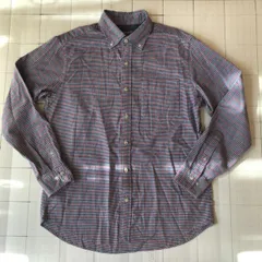 ト2412-18-3493 ドゥクラッセ　DoCLASSE 長袖ボタンダウン　チェックシャツ　ネルシャツ　青×赤×白　Ｍ