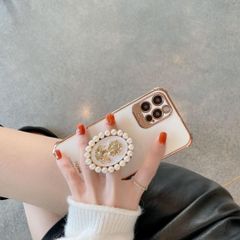 iPhone12 mini ケース ホワイト 立体 パール ヘッド