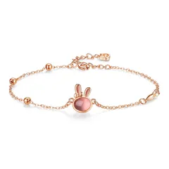 【数量限定】「シルバーサンダー」ブレスレット レディース シルバー925 可愛い ピンク ウサギモチーフ 金属アレルギー対応 元気 ギフト 誕生日 記念日 ホワイトデー お守り 誕生日 プレゼント 女性 アクセサリー ジュエリー ギフト