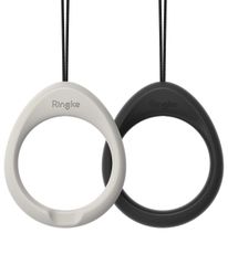 【特価セール】[2個入り] 【Ringke】スマホ ストラップ リングストラップ フィンガーストラップ シリコン製 かわいい色 落下防止 Finger Ring Strap - Black & Light Gray