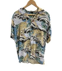 サンサーフ SUN SURF RAYON HAWAIIAN SHIRT FIGHTING TIGER 和柄 虎 アロハシャツ 半袖シャツ マルチカラー Lサイズ 101MT-4169