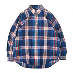 XL 90s 90年代 ポロ ラルフローレン polo ralph lauren BLAKE ブレイク インド製 長袖シャツ コットンシャツ 綿 古着 ボタンダウンシャツ マドラスチェック チェック柄 チェックシャツ マルチカラー カラフル 青 白