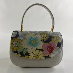 和装バッグ 優品 金鷲 フォーマル 桜 花 金糸 箔 銀色 正絹 和装小物  【中古】