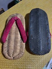 【珍品】藁草履 ゴム底 自転車タイヤ