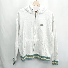 ◇ ⊇ CONVERSE コンバース フード付き 長袖 ジップ付きトレーナー サイズL オフホワイト系 グレー系 レディース メンズ E  【1502060034128】