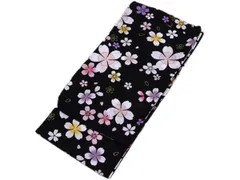 着物美人 送料込み 女の子浴衣 綿紅梅 変り織り 子供浴衣 女児浴衣 女の子 子供 女児 キッズ ジュニア 浴衣女の子 可愛い 女の子浴衣黒 子供浴衣黒 女の子浴衣140 11歳 12歳前後 140cm前後 【 黒 桜 】m605412E