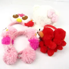 USJ ハローキティ キャップ/エルモ イヤーマフ/モッピー カチューシャ 4点セット グッズ まとめて レディース 【中古】