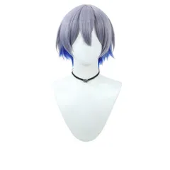 ロングペン 小柳ロウ 灰色 紺色 男 ボブショート コミケ ウィッグ コスプレ cosplay 仮装 アニメ 二次元 ハ 送料無料