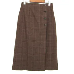 ユニクロ サイドボタンチェックラップスカート ボトムス 未使用品 レディース Mサイズ ブラウン UNIQLO