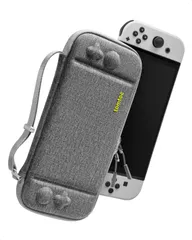 【特価セール】Nintendo Switch対応 tomtoc ハードケース スイッチ有機ELモデル用 耐衝撃 薄型 キャリングケース 落下試験済み ゲーム 10枚収納 ジョイコン 全面保護 グレー