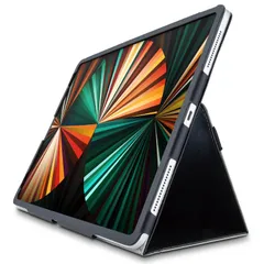 エレコム iPad Pro 12.9 第6/5世代 (2022/2021年) ケース 三つ折りスタンド Apple Pencilホルダー 軽量 ソフトレザー ブラック TB-A21PLPLFBK