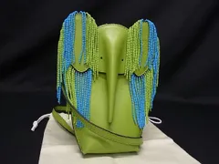 ■新品同様■ LOEWE ロエベ アナグラム レザー エレファント 象 ショルダーバッグ ポシェット ライトグリーン系 AU3204 のサムネイル
