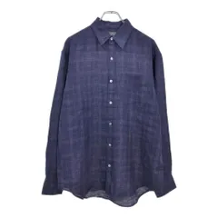 Banana Republic バナナリパブリック 長袖リネンシャツ チェック パープル(メンズ M)中古 古着 V3264