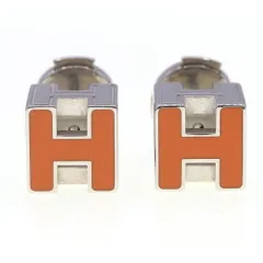 HERMES エルメス ピアス カージュドアッシュ Hキューブ ロゴ オレンジ エルメス(HERMES)エルメス カージュドアッシュ Hキューブ ピアス