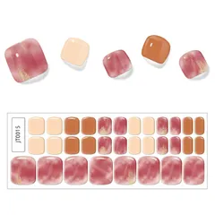 【特価セール】Chisafly ジェルネイルシール 硬化タイプ ネイルシール フット 足 貼るだけ 32枚セット キラキラ マーブルネイル 可愛い セルフ スティック付き 剥がし 長持ち マニキュア ピンク