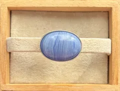 ☆〜天然石希少品 「神の石」ブルーレース 枠付き帯留め 25×18 