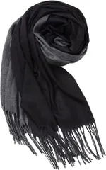 ubmai ストール マフラー 大判 無地 男女兼用 リバーシブル( ブラック,  65x200)