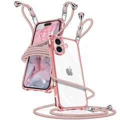 【人気商品】軽量 TPU 薄型 透明 携帯ケース 縄掛けケース 紐付き 斜めかけ 肩掛け 斜めがけ カバー 織りストラップ付き アイフォン16 スマホケース 長さ調整可能 iPhone16 取り外し可能 ショルダー クリア 落下防止 ケース 紛失防止 用 16