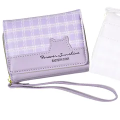 [penogo] にゃふにゃウォレット 財布 女の子 中学生 プレゼント 専用箱付き レディース 三つ折 子供 キッズ カードケース PU (パープル) [パープル]