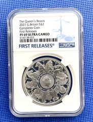 ★NGC準最高鑑定★証明書、専用ケース付き★ 　2021 G.Britain S£2 ウルトラカメオ　イギリス　クィーンズビースト