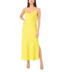 【送料無料】 ヴィンスカムート レディース ワンピース トップス Satin Cowl Neck Sleeveless Maxi Slip Dress Limoncello