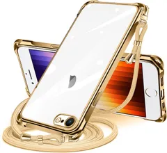 iPhone SE 第3/2世代 7 8 用 ケース クリア ショルダー iphonese 7 8 用 スマホケース アイフォン7 8 se2 se3 カバー 肩掛け 斜めかけ 縄掛けケース 透明 TPU 薄型 軽量 耐衝撃 紐付き 斜めがけ 織りストラップ付