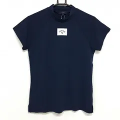 【新品】キャロウェイ 半袖ハイネックシャツ ネイビー ロゴ白 ストレッチ レディース L ゴルフウェア Callaway