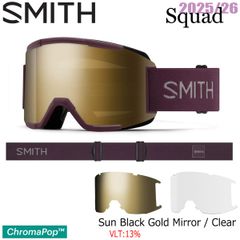 25-26 スミス スカッド ミスティック SMITH SQUAD MYSTIC CP SUN BLACK GOLD MIRROR CLEAR スキー スノーボード ゴーグル 25-26-GG-SMT