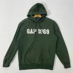 90's/90年代 GAP/ギャップ オールドギャップ 裏起毛 プルオーバー パーカー フーディー フロント刺繍 オーバーサイズ ビックシルエット カンボジア製 メンズ S グリーン