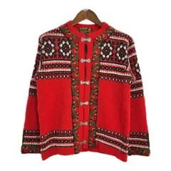 70年代 ノルウェー製 nordstrikk ノードストリック チロリアンニットセーター ヴィンテージ ユーロ レッド(メンズ M相当)中古 古着 U3226