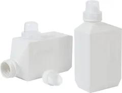 akindou 洗濯洗剤 柔軟剤 詰め替えボトル 1000ml 2本セット 目盛り付きキャップ 液だれ防止ノズル ランドリーボトル(ホワイト,  中型)