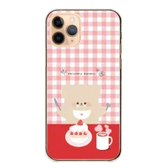 iPhone12 Pro Max ケース カバー アイフォン12 プロマックス スマホケース ハードケース 韓国 ギンガムチェック かわいい おしゃれ 動物 くま ケーキ イラスト ペア カラー01