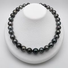 大珠 黒蝶真珠ネックレス SV925 タヒチパール 12.0~13.5mm 冠婚葬祭 ジュエリーケース付き