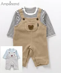 新品 2025年春夏 サロペットコーディネート風ベビーカバーオール 70cm80cm くまさんワッペン 赤ちゃん 御祝 男の子 女の子 AmpersandアンパサンドF.O.KIDS FOキッズ エフオーキッズ