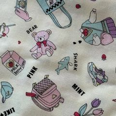 綿生地 ハンドメイド用 キッズ アイボリー ホワイト 熊 テディベア