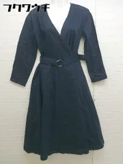 ◇ ◎ BLISS POINT ブリスポイント ベルト付 長袖 ロング カシュクール ワンピース サイズF ネイビー レディース 【中古】 【1103250008044】のサムネイル