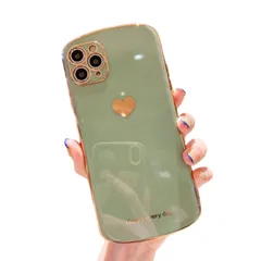 【カラー: 抹茶グリーン】ピンクゴールド 韓国 ゴールド くすみカラー 携帯ケー