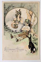 アンティークポストカード　犬と少女　M.M VIENNE. アンティークポストカード 犬と少女 M.M VIENNE. Snowdrop