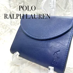 ポロ ラルフローレン 三つ折り財布 レザー ネイビー 紺色 極美品 メンズ レディース コンパクトウォレット POLO RALPH LAUREN