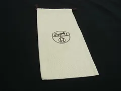 ■美品■ HERMES エルメス  約17cm×約35cm キャンバス ヘリンボーン 巾着型 保存袋 ライトベージュ系 DK6602